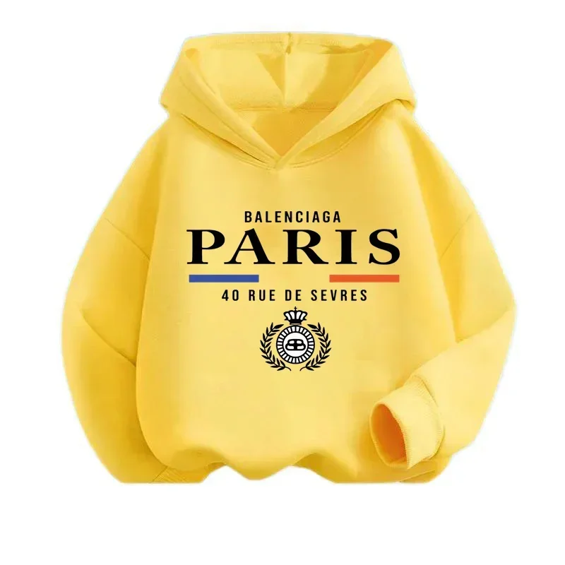 2024 New Kids hoodies Luxury Brand Paris Print Shirt Summer Boys Girls Clothes hoodie Kawaii Children Casual Tops