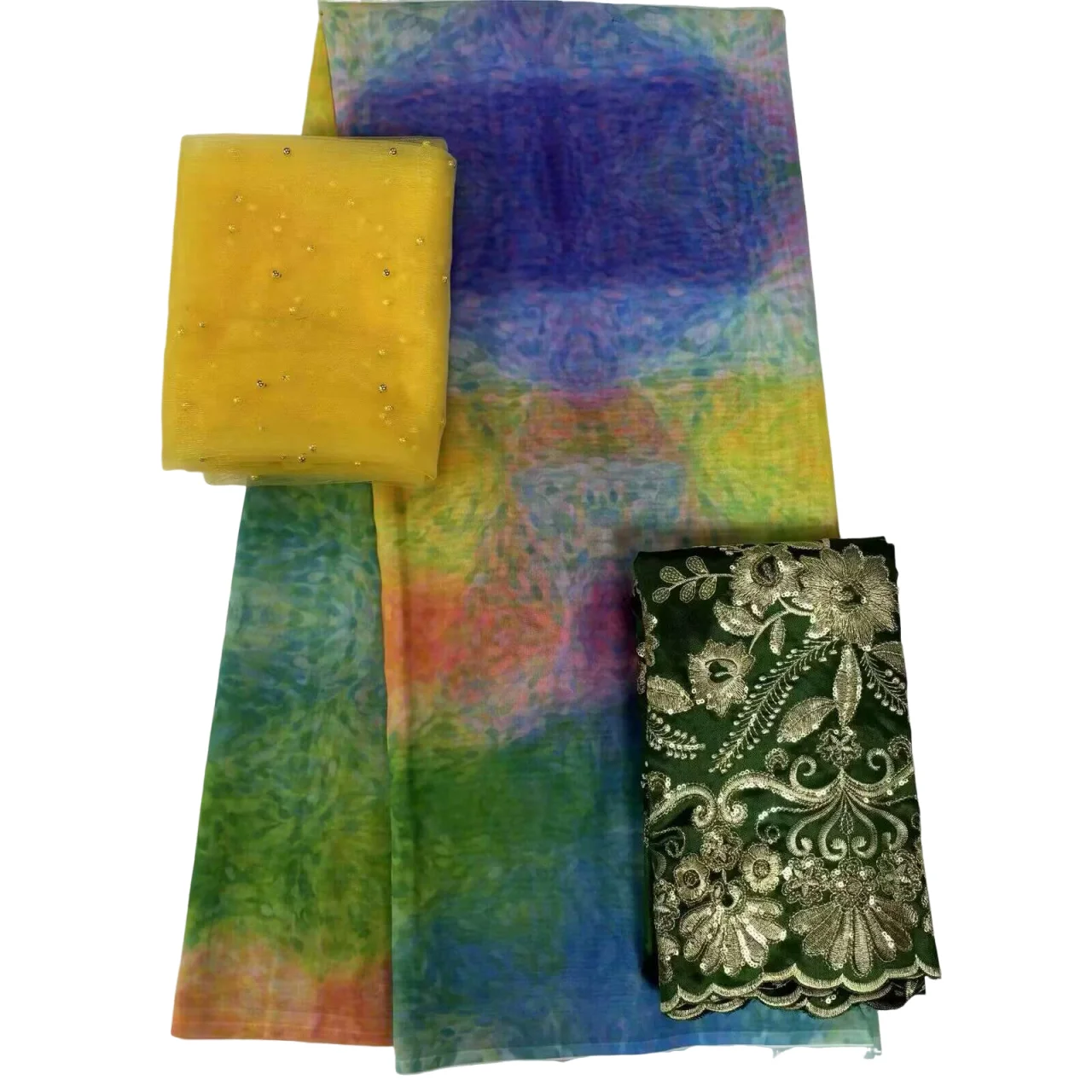 Beautiful 2+5+2 Yards African Lace High Quality Printing Cotton Swiss Voile Lace Fabric Match George Fabric And Bead Scarf Set