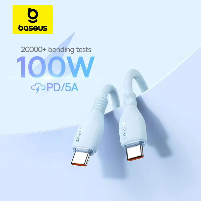 Baseus PD 100W USB C To USB Type C Cable For Macbook Fast Charging Charger Wire Cord For iPhone  16 15 Type-C Cable For Xiaomi