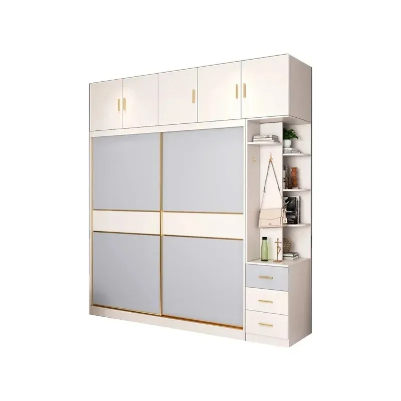 Armario Moderno Ahorrador de Espacio, Armario de Madera de Lujo para Dormitorio, Mueble de Almacenamiento para Hotel y Hogar