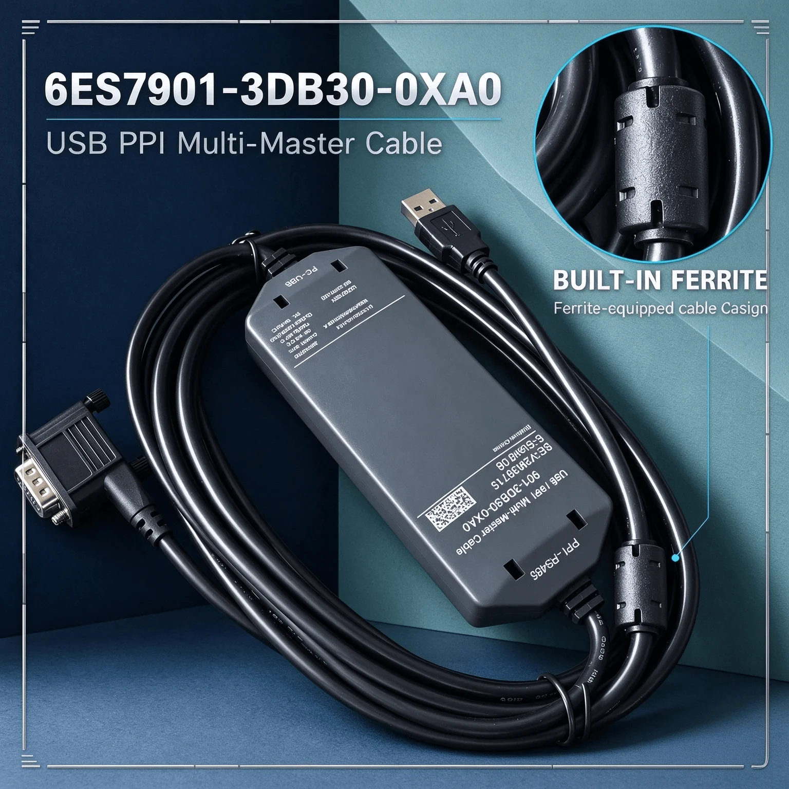 Upload 6ES7901-3DB30-0XA0 PLC Cable, Isolated Multi-Master 5M, for S7-200 CN SMART Series PPI Programming Wiring
