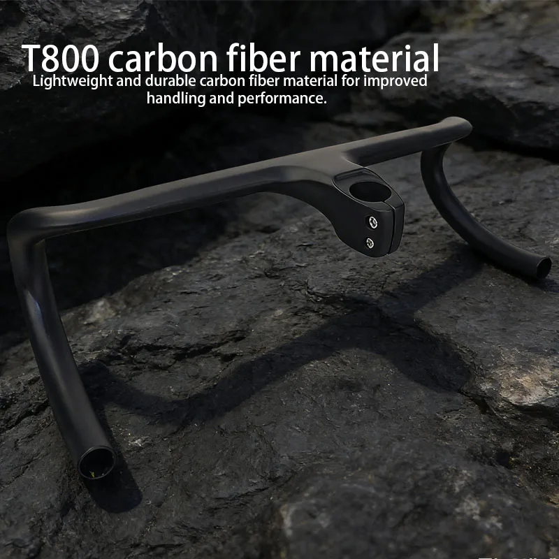 Guidon de vélo de route en fibre de carbone T800 28,6 mm, design UD intégré avec entretoise, nouveau type de guidon de vélo pour une expérience de conduite améliorée