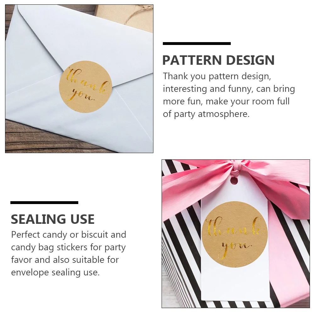 

2pcs Thank You Gift Label Party Favor Kraft Paper Stickers Envelope Sealing Decoration Festival Gift Label Sealing Stickers File