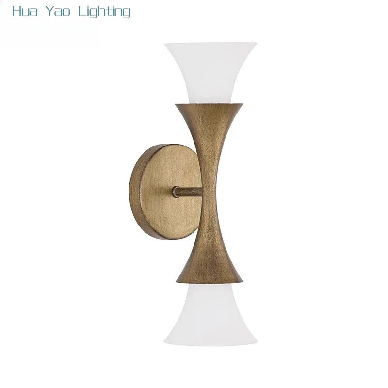 Rural Modern Style All Copper Glass Wall Lamp Simple and Luxurious Creative Hotel Corridor Living Room Background Wall Lighting