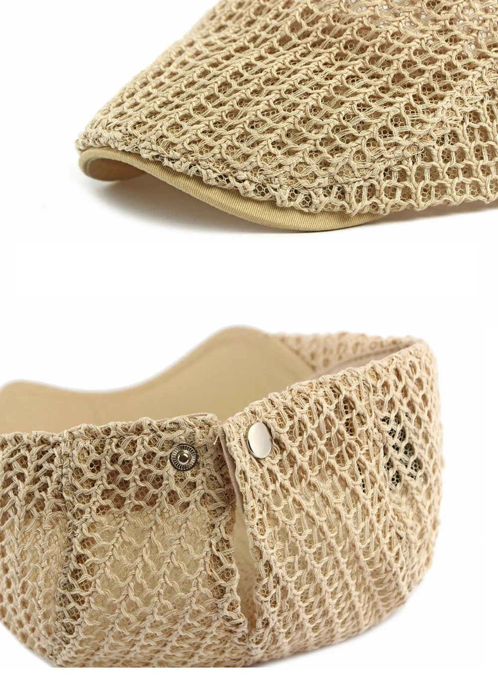 HT5098 Herren- und Damen-Baskenmützen für Frühling und Sommer, Atmungsaktive Künstler-Baskenmütze mit Lochmuster, Verstellbare Baskenmützen – Detail 6
