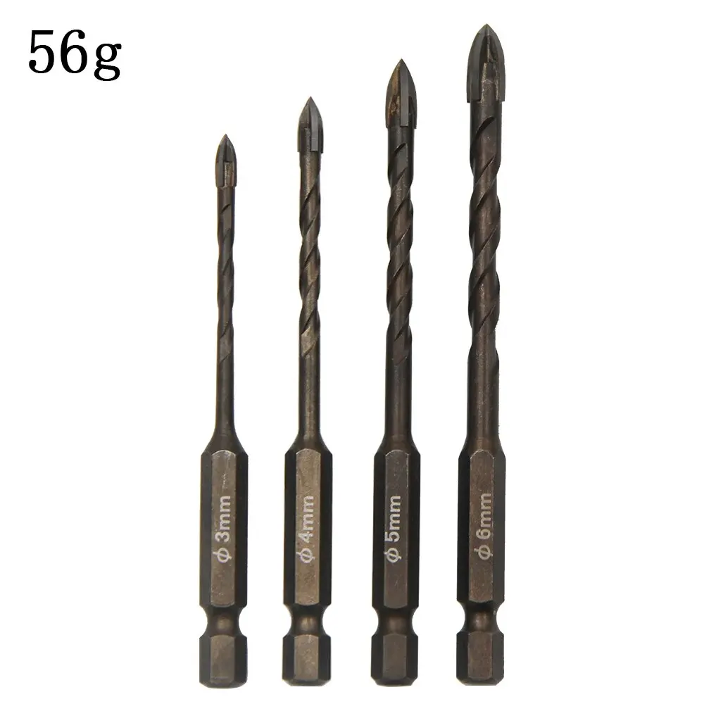 Hexagonal Handle Cross Glass Drill Bit for Ceramic Tile Drilling Baking Yellow Spiral Ceramic Wall Drilling Overlord Diamond Too