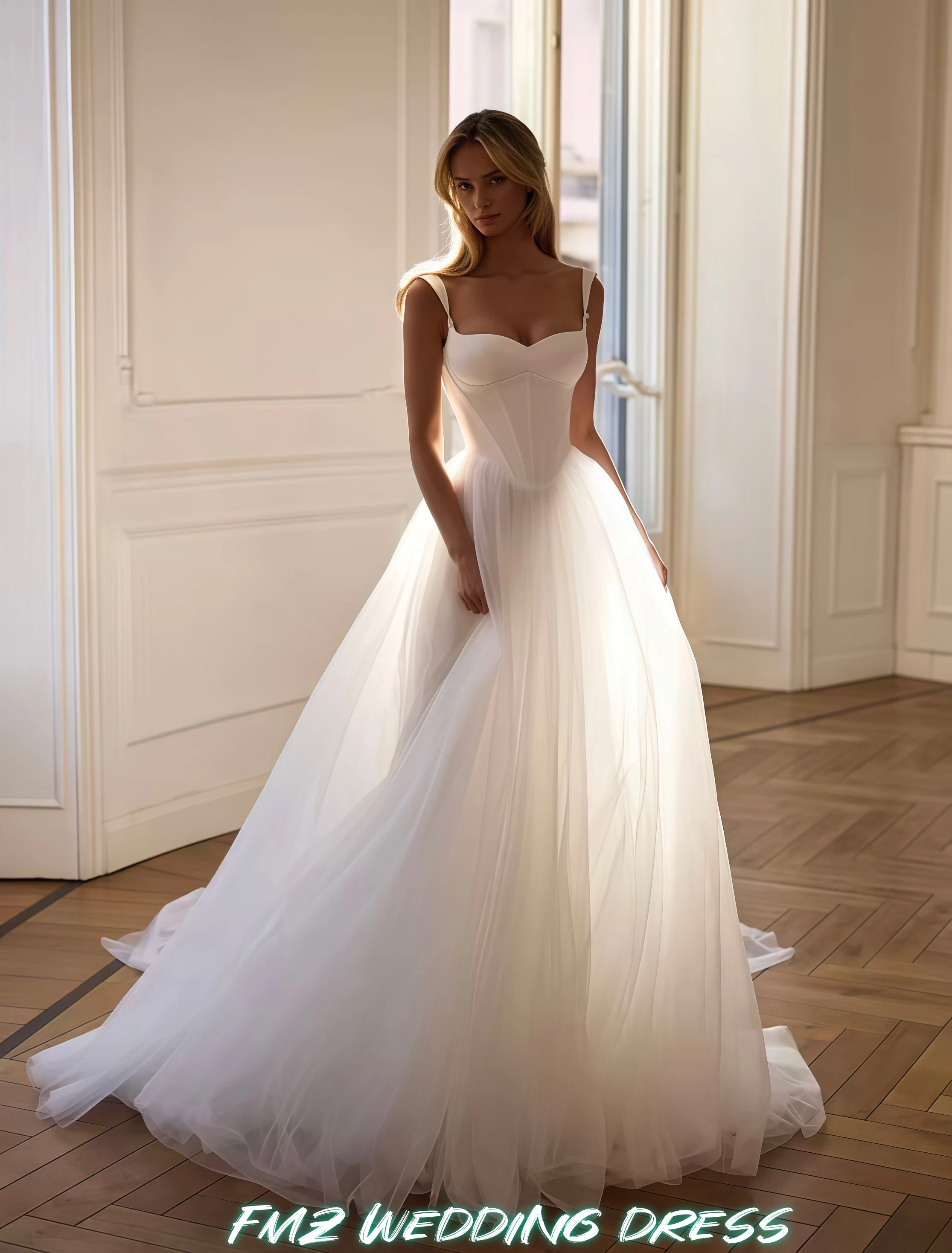 Aangepaste zoete kraag mouwloze A-LIJN organza elegante trouwjurk vestidos de novia robe de mariee