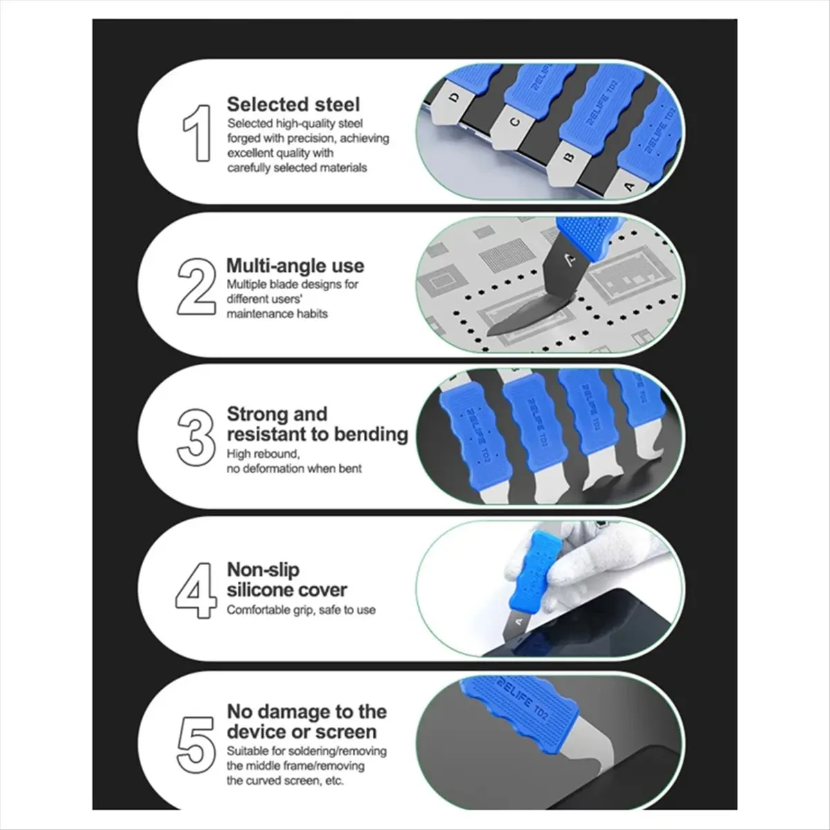 4in1 TD2 Pro LCD Disassembly Tool Set Use for Soldering Cured Screen Middle Frame Removal Phone Repair Tool