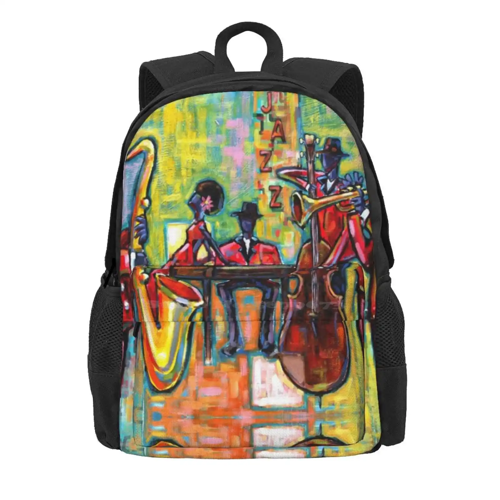 Jazz Band Hot Sale Schoolbag Backpack Fashion Bags Jazz Music Singer New Piano Trumpet Orleans Instruments Saxaphone