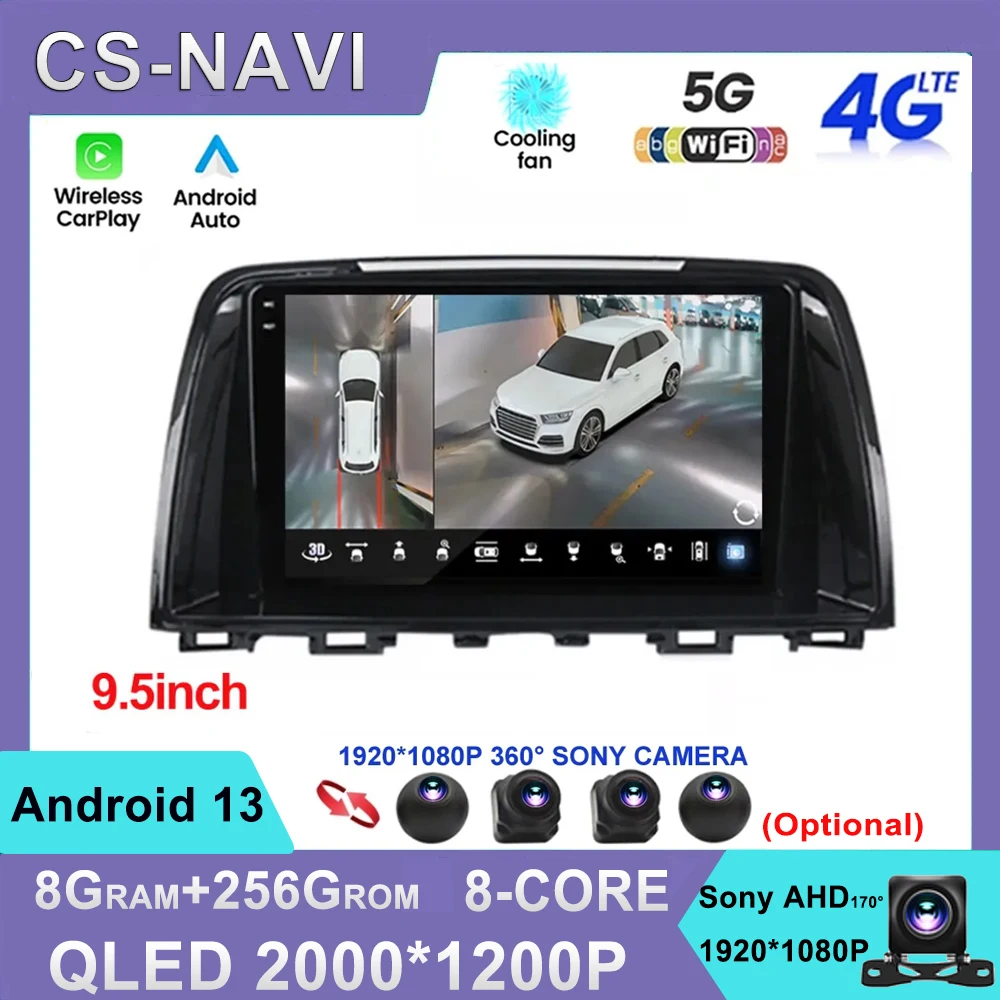 

2000*1200P for Mazda 6 3 GL GJ 2012 - 2017 Car Radio Multimedia Video Player Navigation GPS Android Octa-Core 4G LTE QLED DSP