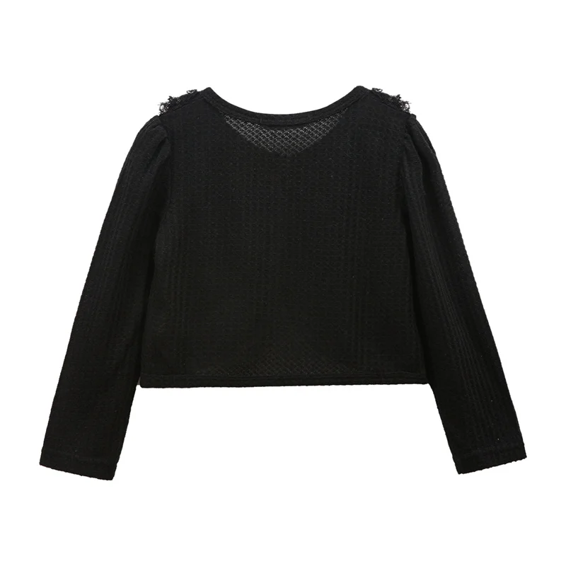 Girls Spring Cardigan Children's Lace Shawl Kids Autumn Casual Long-Sleeve Jackets New Teenager Fashion Outerwear 3-14 Years Old