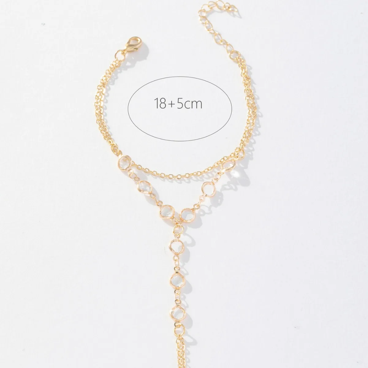 Fashionable Clear Crystal Slave Bracelet for Women Gold Color Link Chains Connecting Finger Rings Hand Harness Bracelets Jewelry