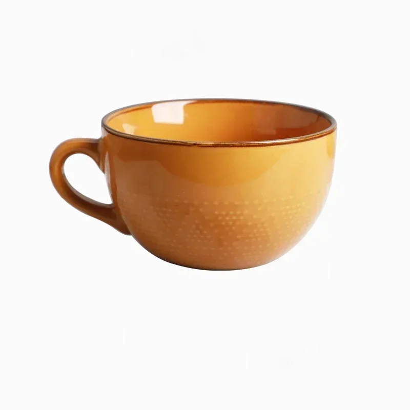 1pcs High-capacity Ceramic Breakfast Bowl Office Water Pottery Cup Porcelain Coffee Mug Afternoon Tea Cups Milk Bowls Wholesale