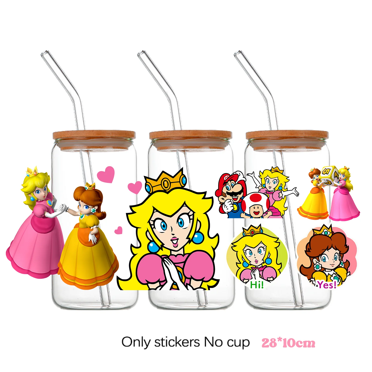 سوبر ماريو بروس لتقوم بها بنفسك القرطاسية ملصق دائم مقاوم للماء تخصيص نقل ملصق ماريو 16 أوقية الأشعة فوق البنفسجية DTF كأس ملصق هدية