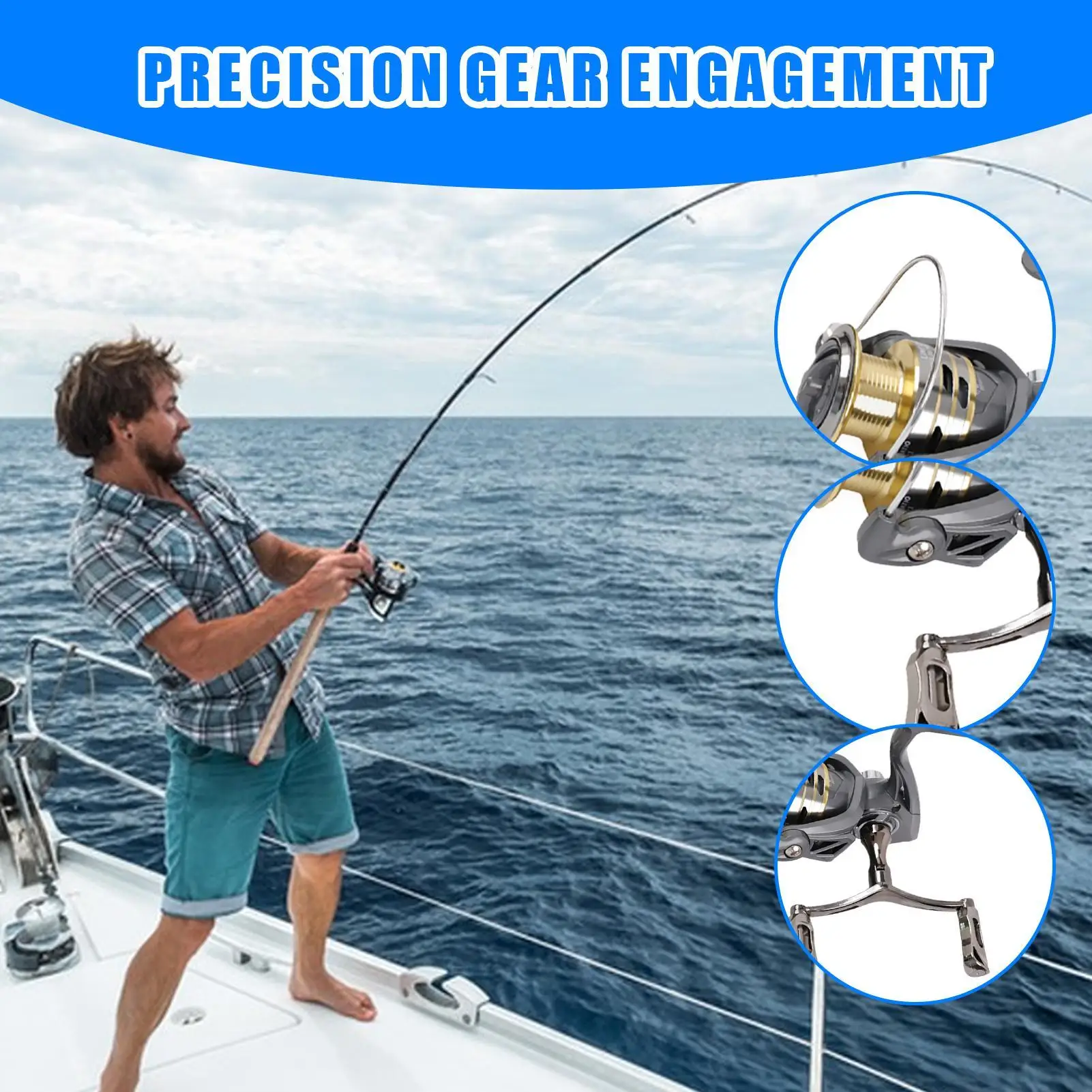 Fish Reel 5.2:1 Gear Ratio Freshwater Fishing Reel Double Rocker Arm Rust-proof 110Lbs Max Drag Catcher For Fly Fishes