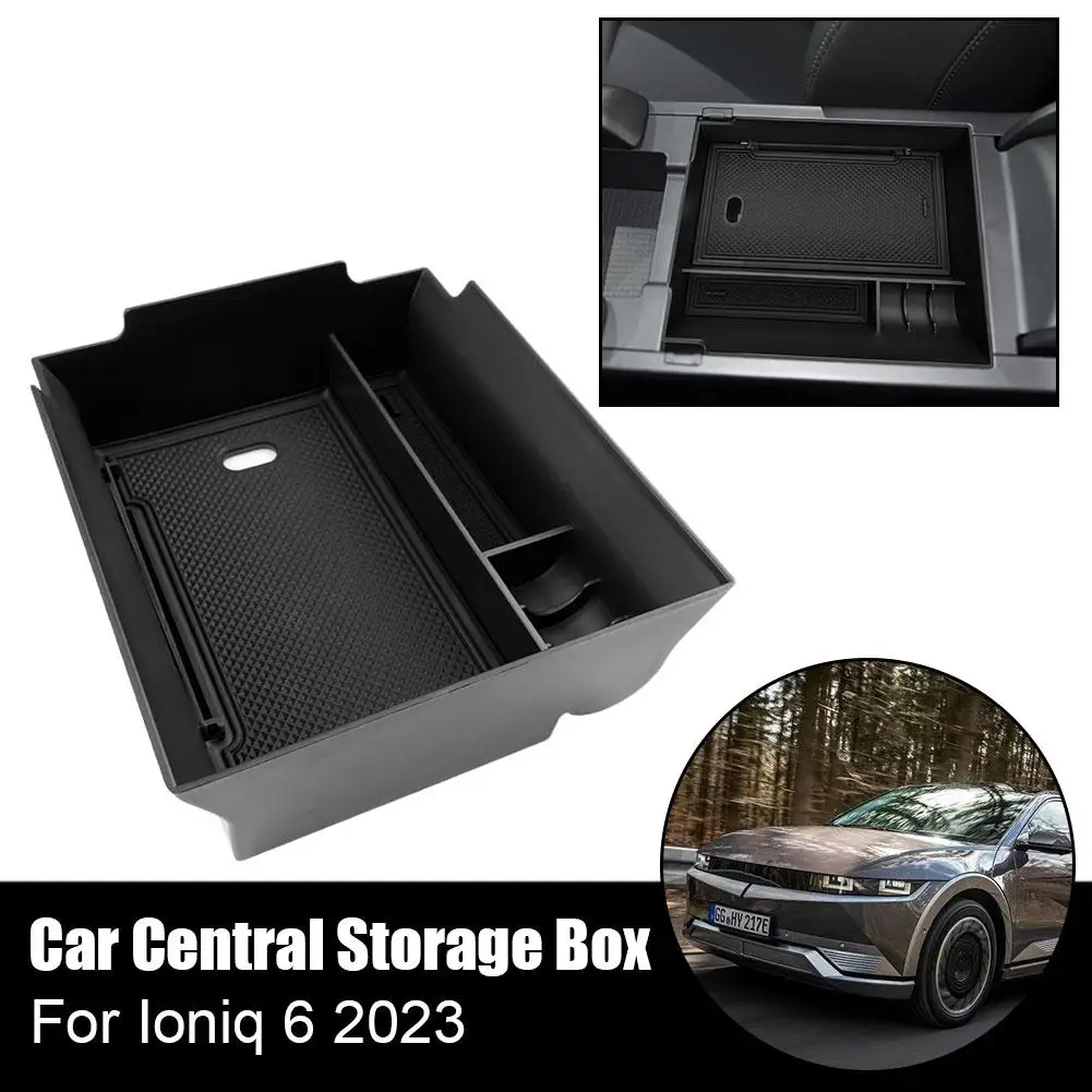 New Car Central Storage Box for Ioniq 6 2023 Non-slip Rubber Armrest Storage Box Auto Interior for Ioniq 6 Accessories E7A0