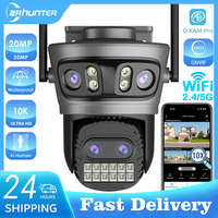 20MP Outdoors Wifi Camera 10K HD Three Lens Security 5G PTZ IP Camera 10X Digital Zoom Lens Human AI Auto Detect Tracking Camera