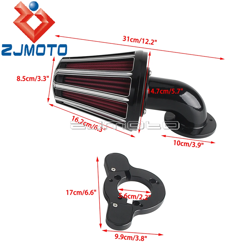 90° Forward-Facing Intake Motorcycle Engine Air Filter Black Chrome High-Flow Air Cleaner Intake For Harley Sportster XL 2007-12