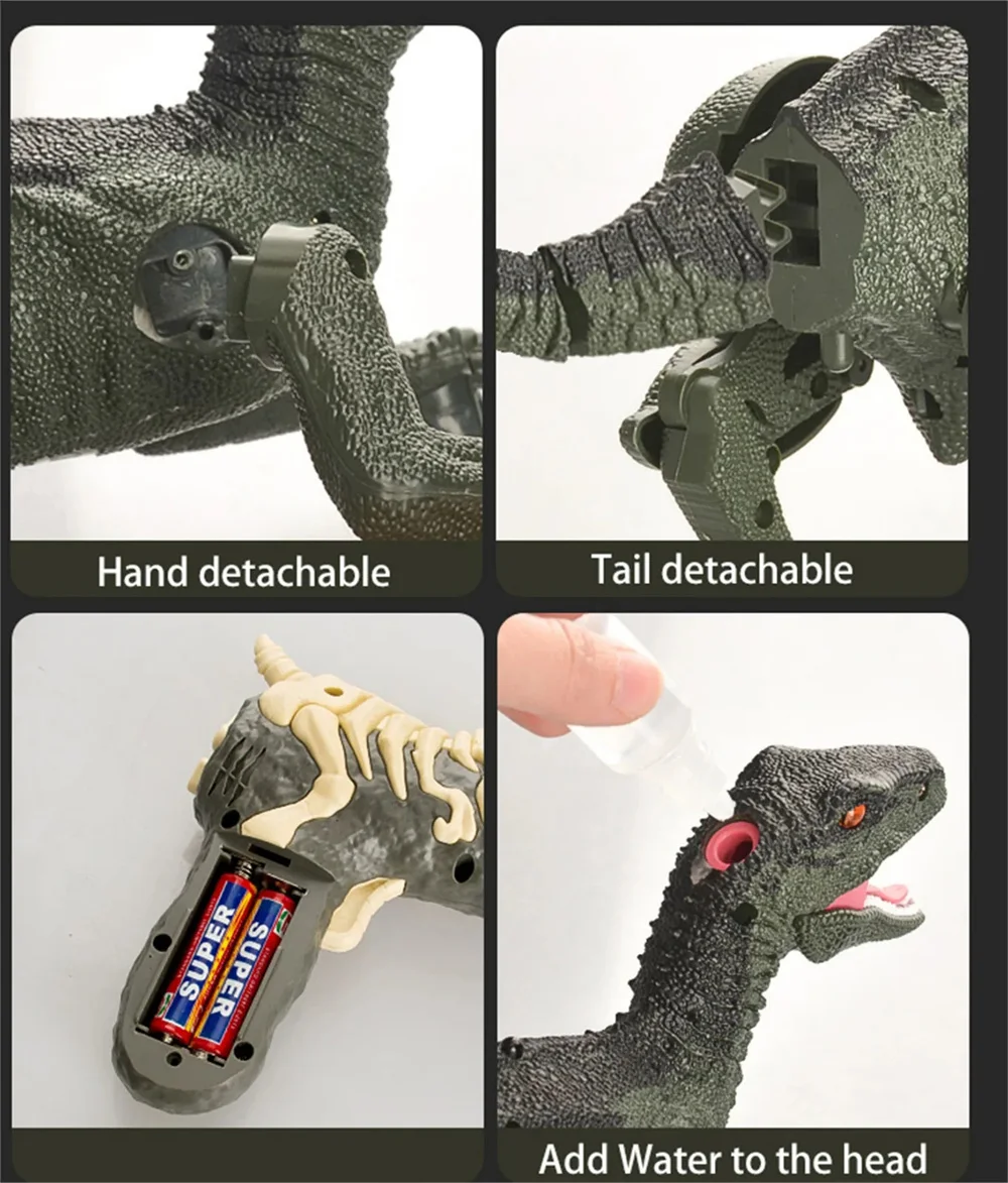 Remote Control Dinosaur Toys Kids RC Electric Walking Jurassic Dinosaur Simulation Velociraptor Toy With LED Light and Roaring