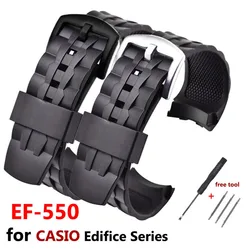 EF550 Watch Band for Casio Edifice EF-550D Series Steel Buckle Rubber Sports Soft Silicone Waterproof Strap 22mm