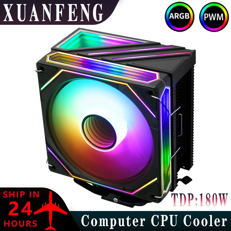 

XUANFENG x99 Черный RGB-кулер для процессора Intel LGA2011 1200 1700 115X и AMD AM4 Эффективное охлаждение для i7/Ryzen7 ШИМ-контроль скорости вентилятора