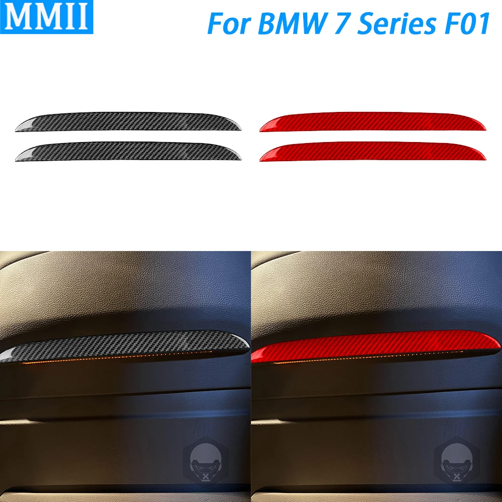 For BMW 7 Series F01 2009-2014 Carbon Fiber Seat Back Ambient Light Panel Trim Strip Car Interior Decoration Accessories Sticker