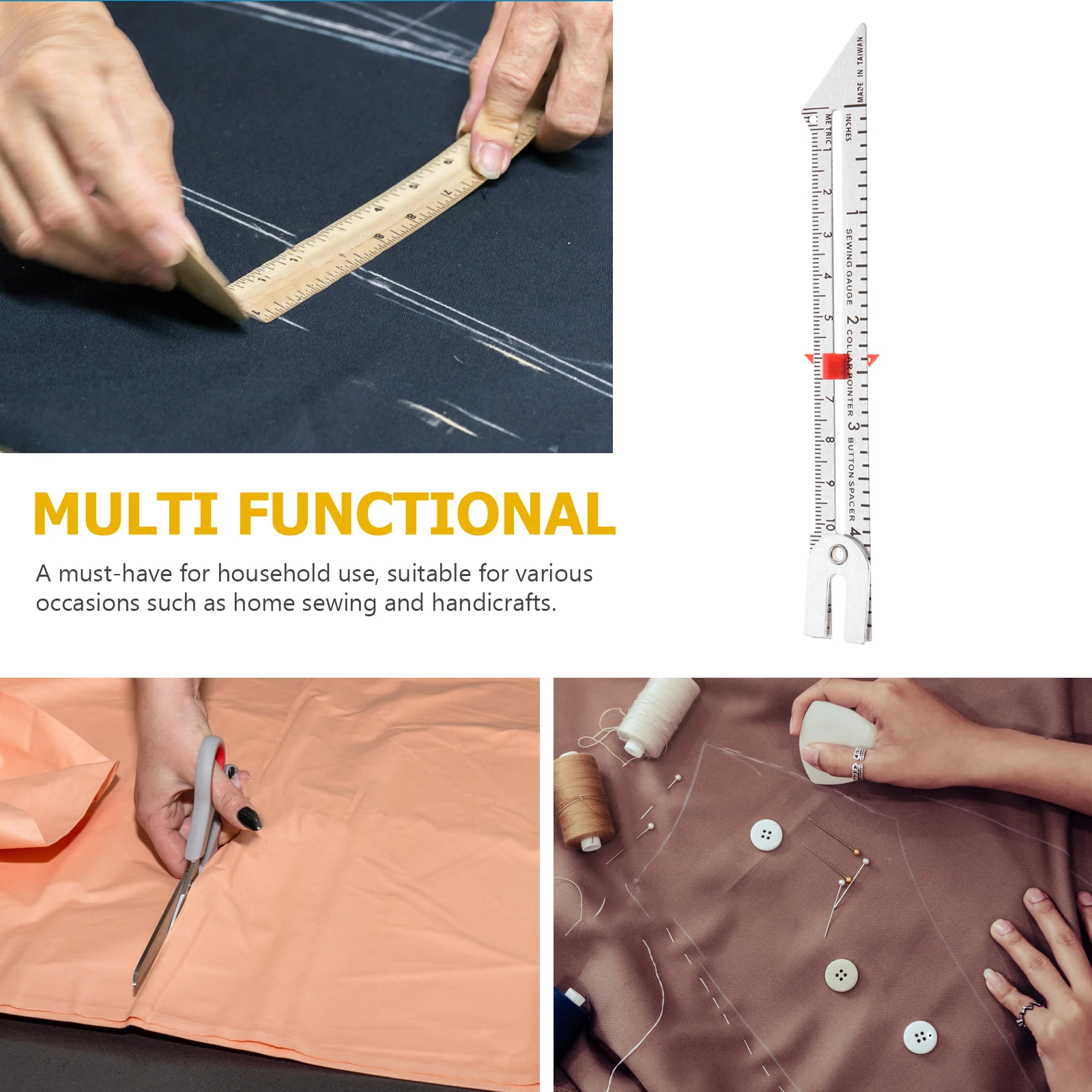

Алюминиевый швейный калибр, линейка для квилтинга, скользящая кнопка для ткани, измерительный инструмент для