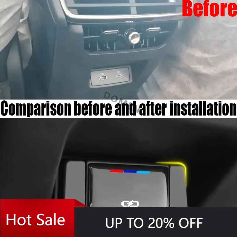 DOMEN New Rear USB Charging Panel Protective Cover Modified Car Interior Decoration Products For Ford Taurus/Mondeo‌ 2022 2023 2