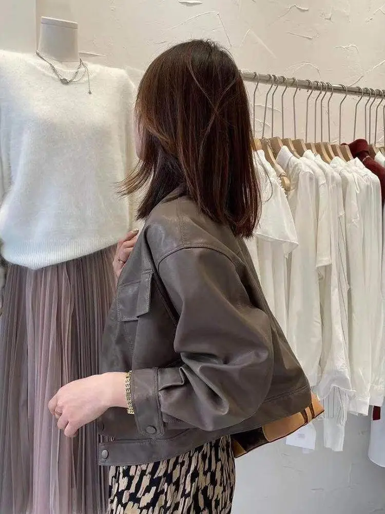 

Special Recommendation! Women's Leather Jacket 2026 New Style Casual Motorcycle Clothes Pockets Loose Short Coat