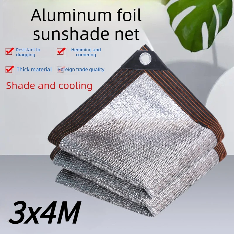 Verstärktes Hochdichtes Silber-Aluminiumfolie-Schattennetz für Gewächshaus, Balkon, Auto, Outdoor, Pergola, Rasen