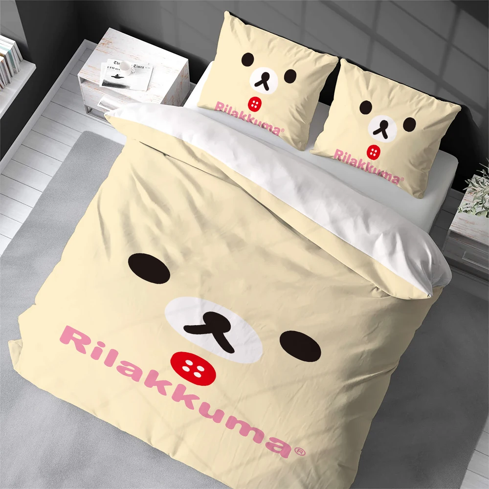 

cartoon bear art R-Rilakkuma Duvet Cover Set Home Style Bedding Soft Laundry Cotton Bed 3 Piece Set Student Dormitory Gift