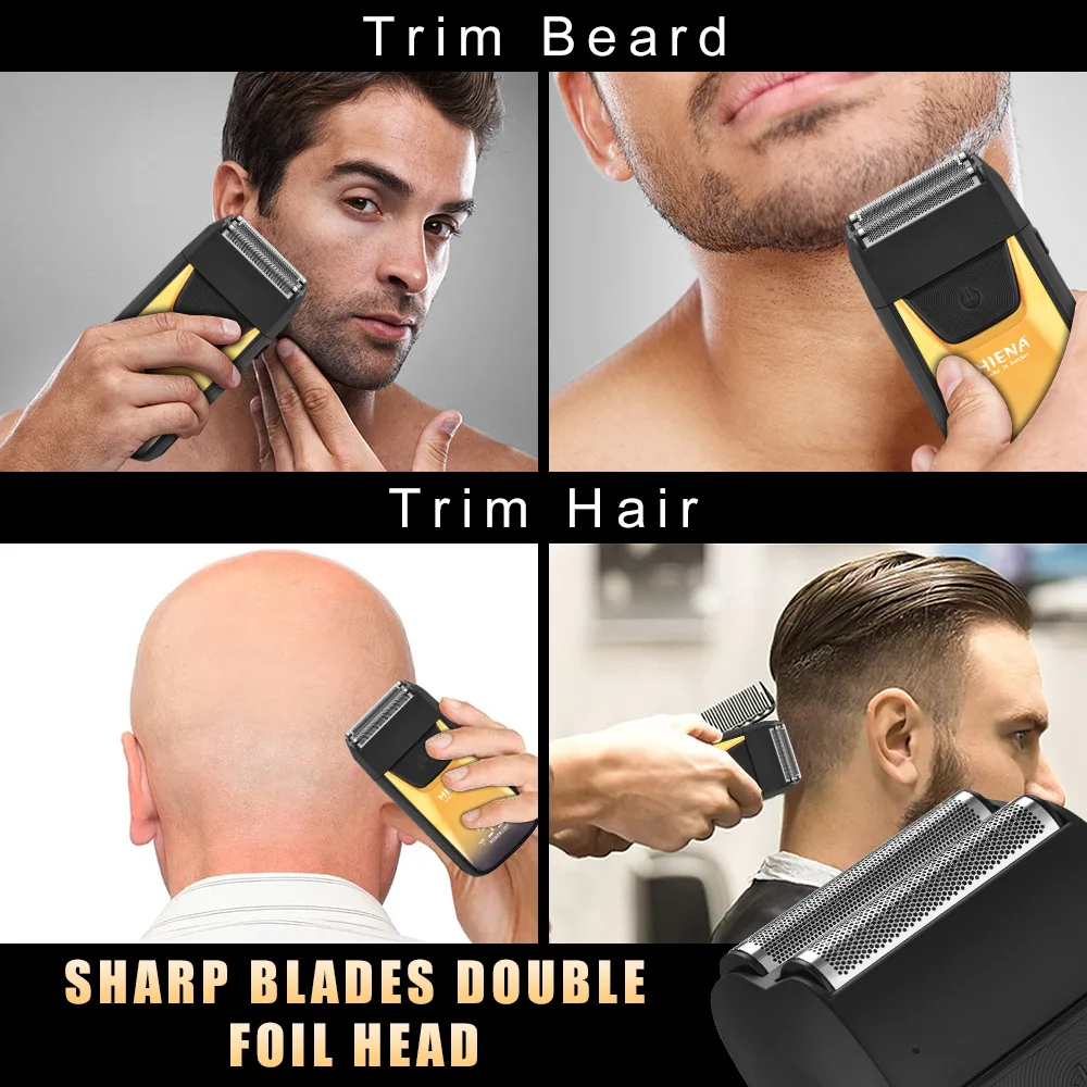 HIENA Men's Shaver Kit Portable 12cm Electric Beard Razor Professional LED Display Cordless Shaving Razors Barber Hair Clippers