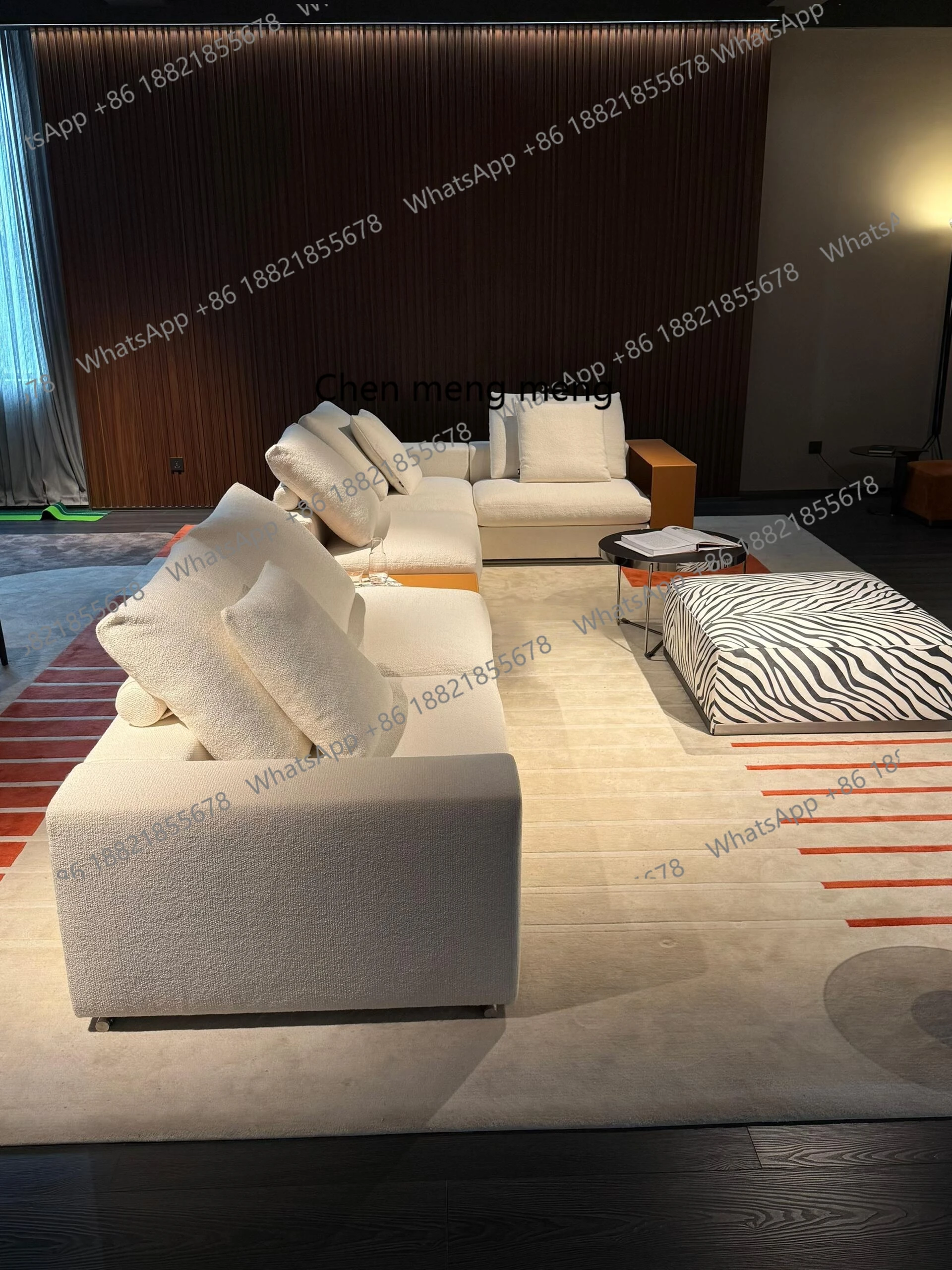 Italian minimalist corner sofa villa large living room modern simple light luxury straight sofa