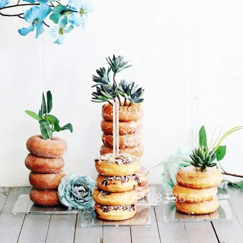 

Plastic Donut Wall Candy Biscuits Dessert Cake Support Holder Stand Birthday Party Favors Donut Theme Wedding Table Decoration