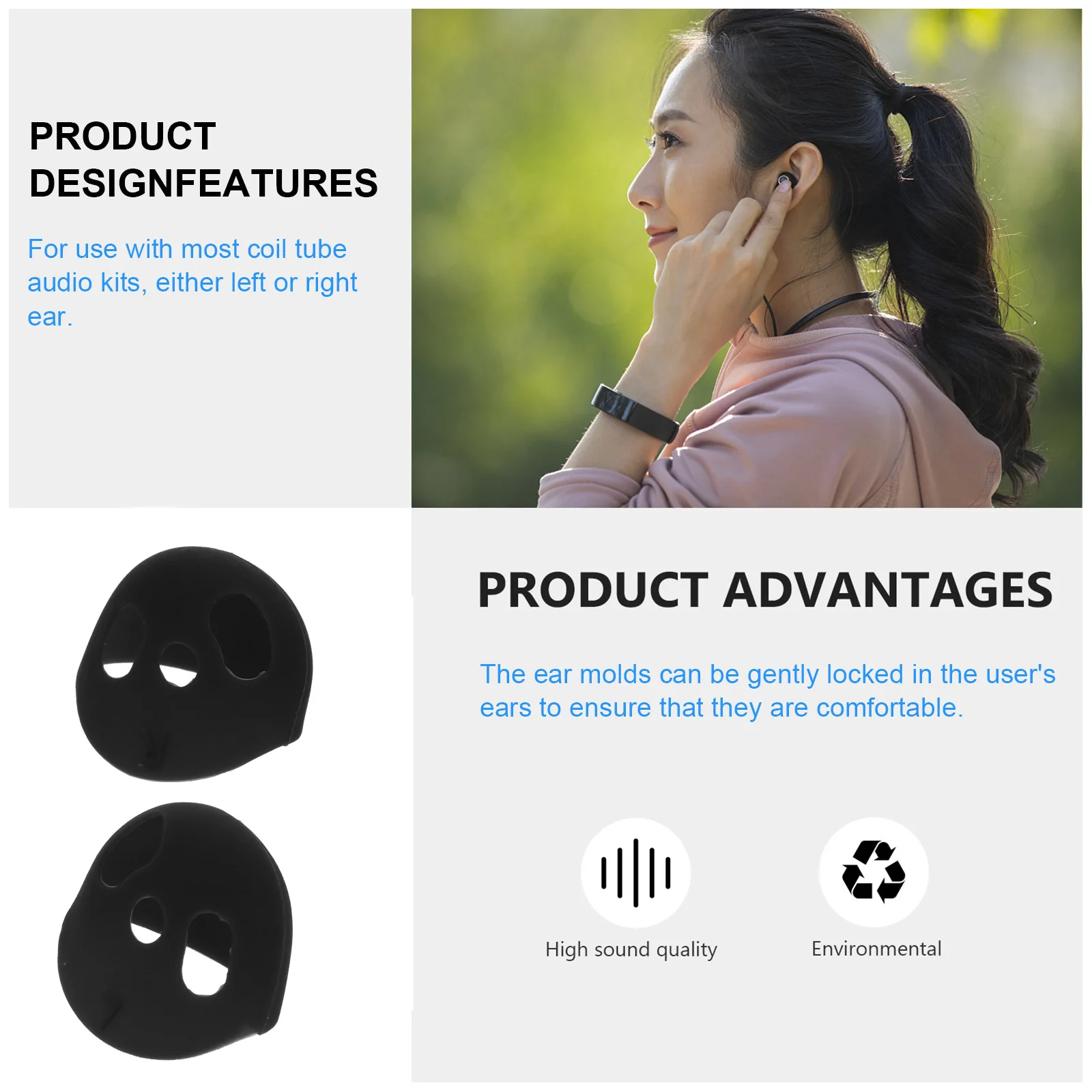

2Pairs Earphone Caps Silicone Wireless Ear Tips Replacement for Live Earbud Protective Non-Slip Covers