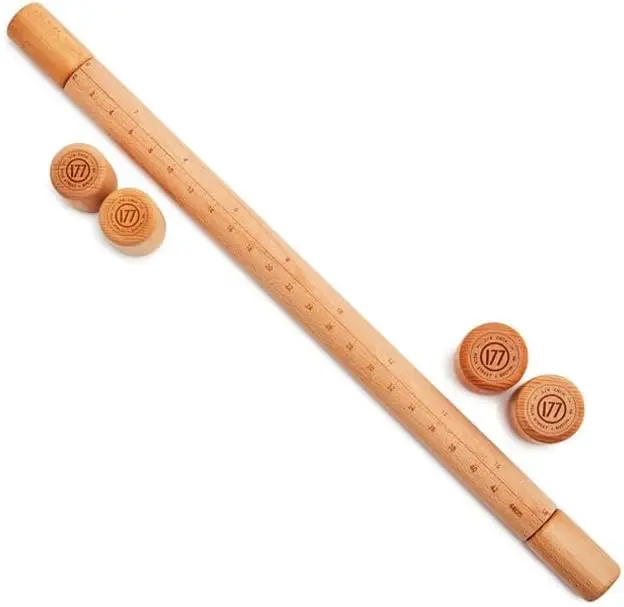 

Milk Street Adjustable Rolling Pin – Precision Beechwood Dough Roller with Removable Height Guides & Laser -Etched Ruler – 23" L