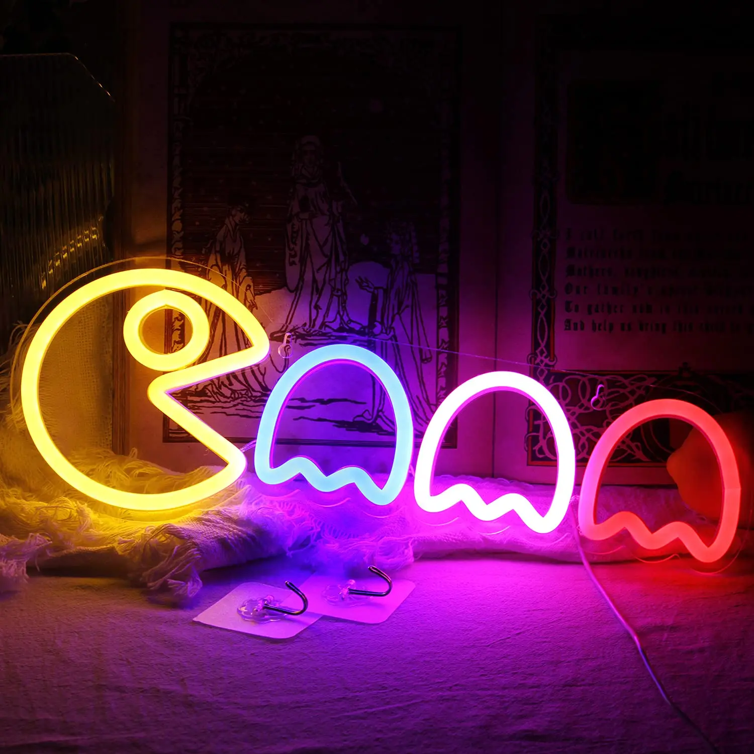 Ghost Neon Signs LED Sign Gamer Room Decor, insegne al Neon per parete, USB/Switch Ghost Neon Light per il regalo di natale di compleanno di gioco