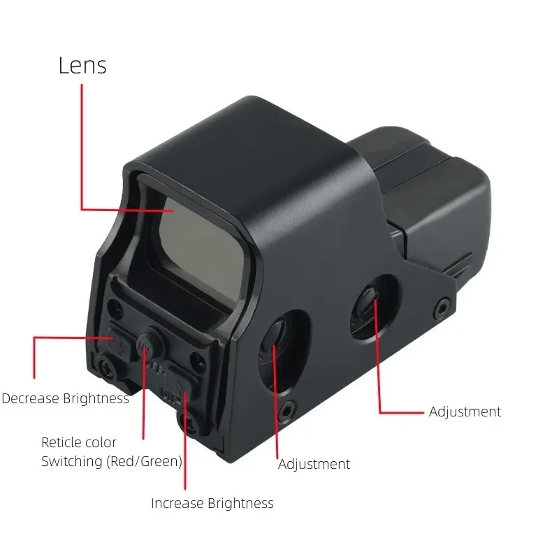 Imagem -03 - Red Dot Sight Reflex Âmbito Holográfico Caça Optical Riflescope Tiro Tático Apontando Airsoft Âmbito Ponto Verde Metal 551