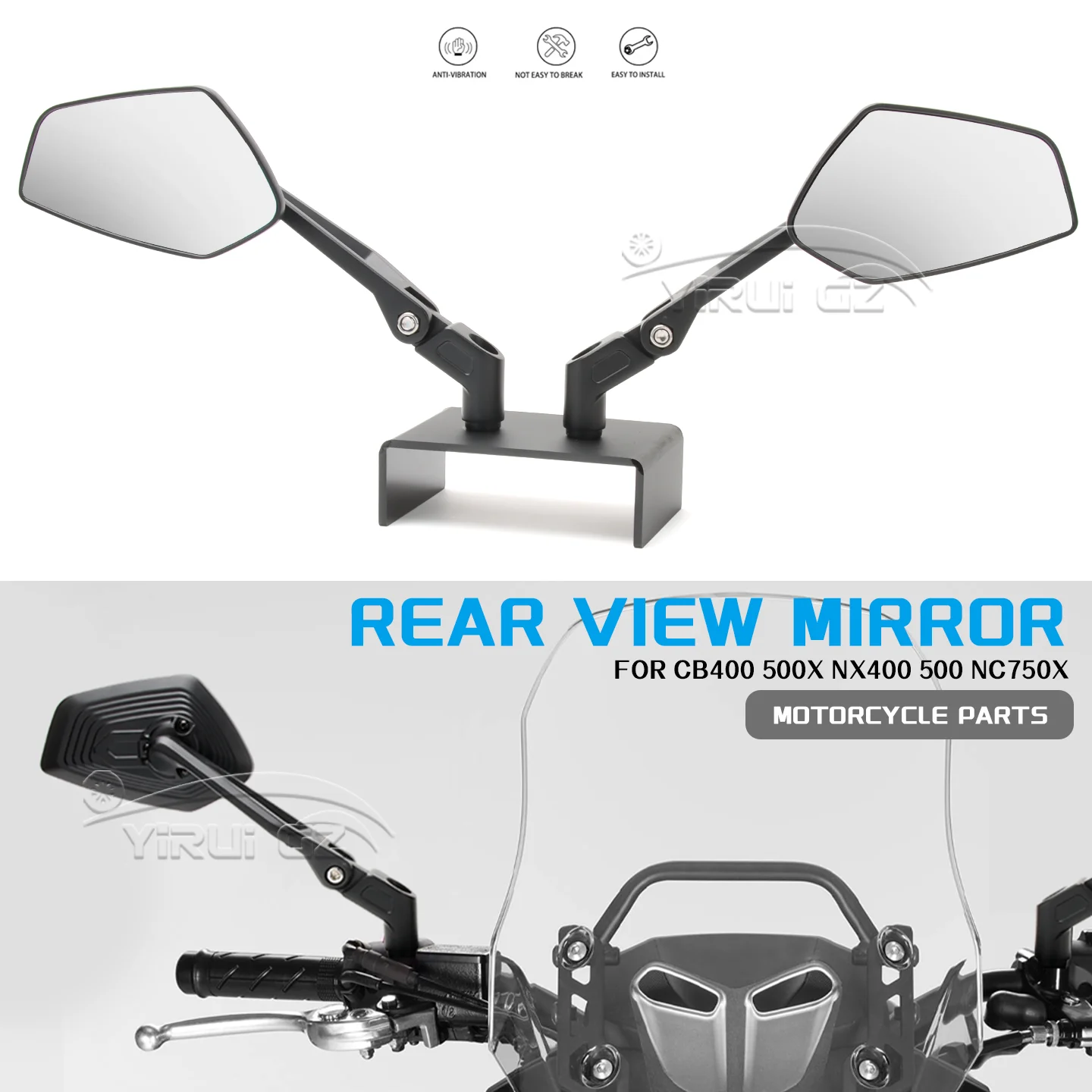 

Motorcycle Rearview Mirror Aluminum Adjustable Side Rear View Mirrors CB400X NX 400 For HONDA CB400X CB500X NX400 NX500 NC750 X
