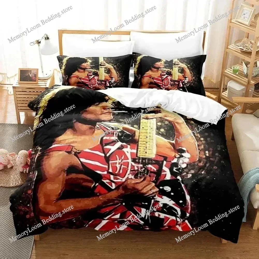 3D Eddie Van Halen Bedding Set Duvet Cover Bed Set Quilt Cover Pillowcase Comforter king Queen Size Boys Adult