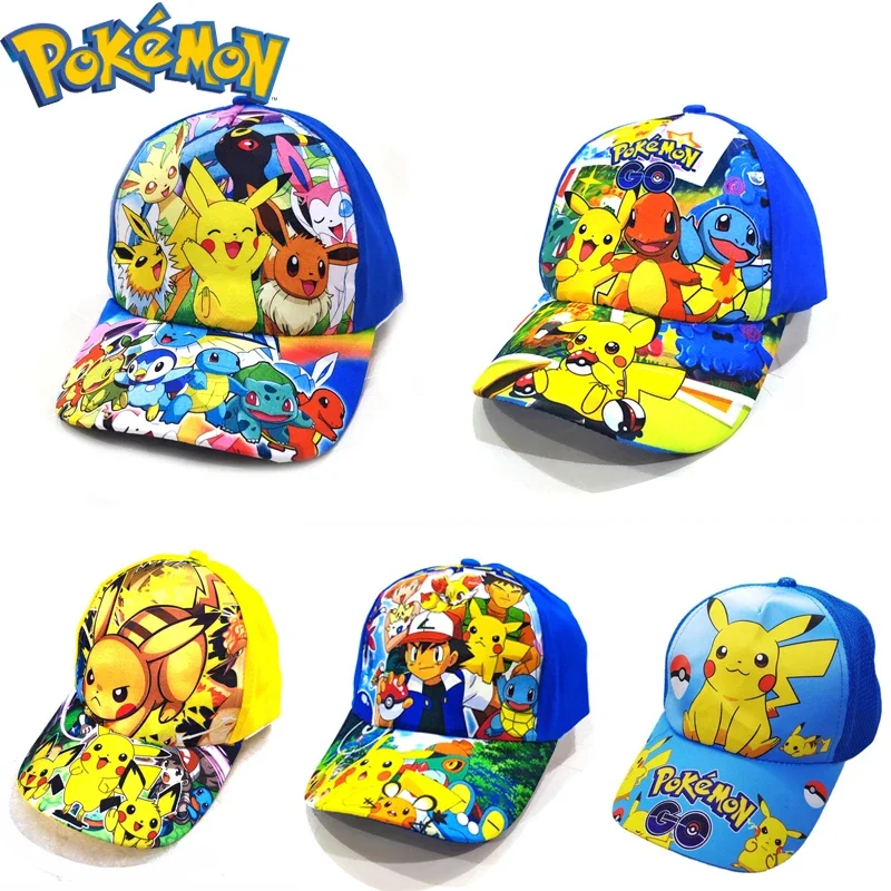 

Pikachu Pokemon Anime Mesh Hat Polyester Cartoon Peaked Cap Children's Baseball Hat Dress Up Travel Sunshade Birthday Gifts