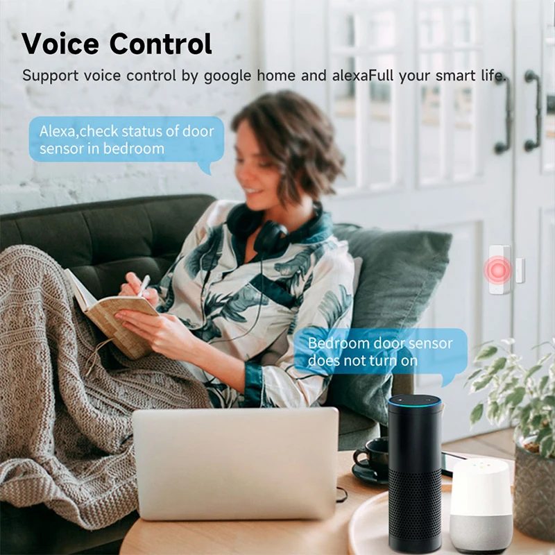 Tuya WiFi/Zigbee Smart Door And Window Sensor Magnetic Security Alarm Smartlife APP Remote Monitor Works With Alexa Google Home