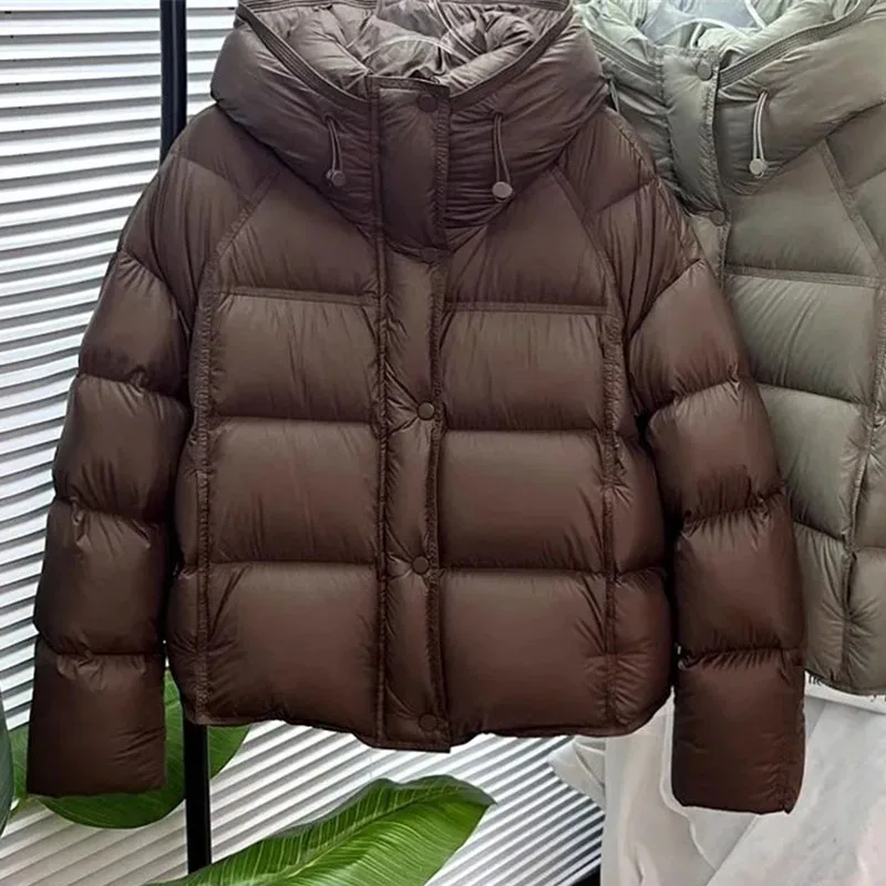 

2025 Women Hooded Down Cotton Jacket Winter Female Loose Cotton Padded Coat Korean Ladies Fashion Long Sleeves Puffer Outwear