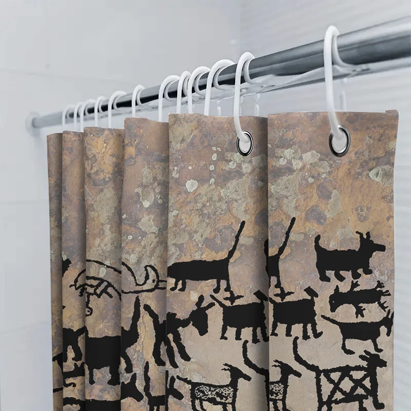 GAELuxurious Tenda da doccia con stampa animalier Design silhouette nera per la decorazione del bagno Tessuto resistente Lin da bagno impermeabile