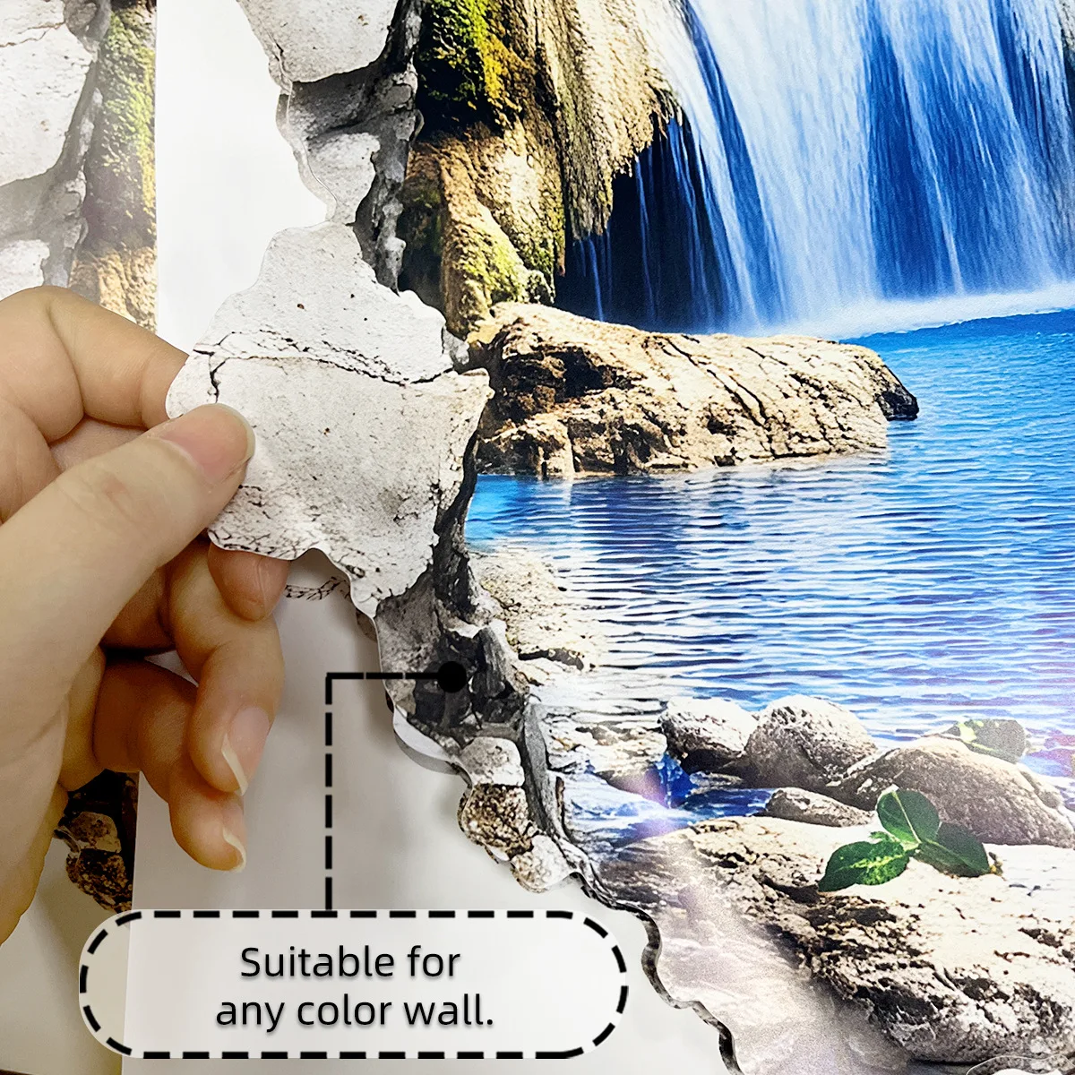 For Nature Themed Rooms Colorful 3D Waterfall Mural Realistic 3D Effect High-definition Printing Vivid Color Details