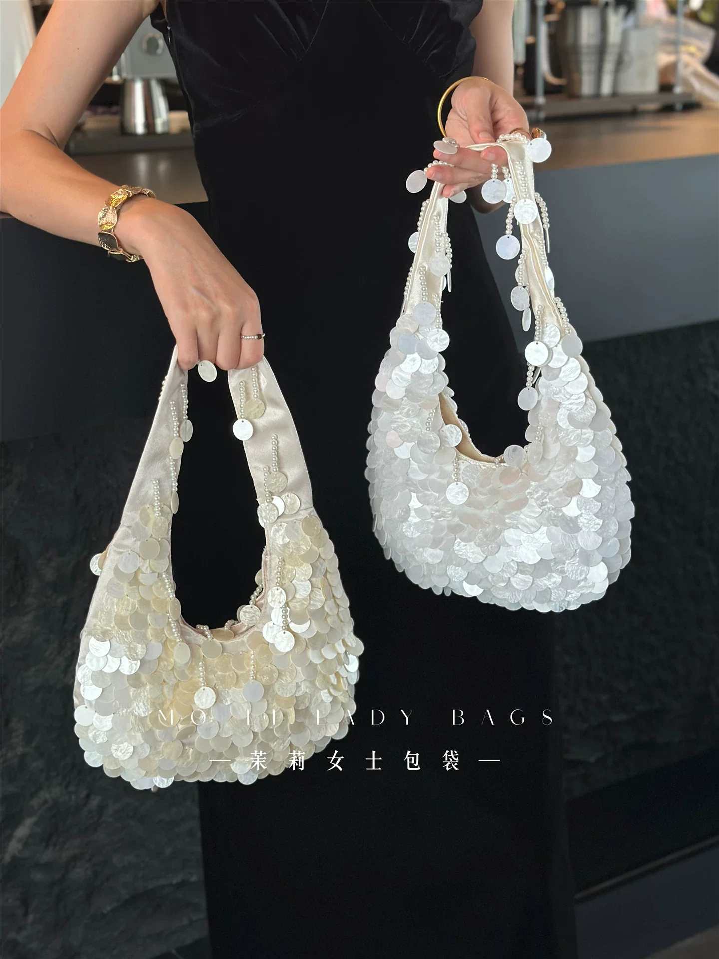 Luxury Beads Beading Tassel Women Handbag Fashion Shell Woven Handmade Evening Bag Wedding Party Banquet Bag Shoulder Bag