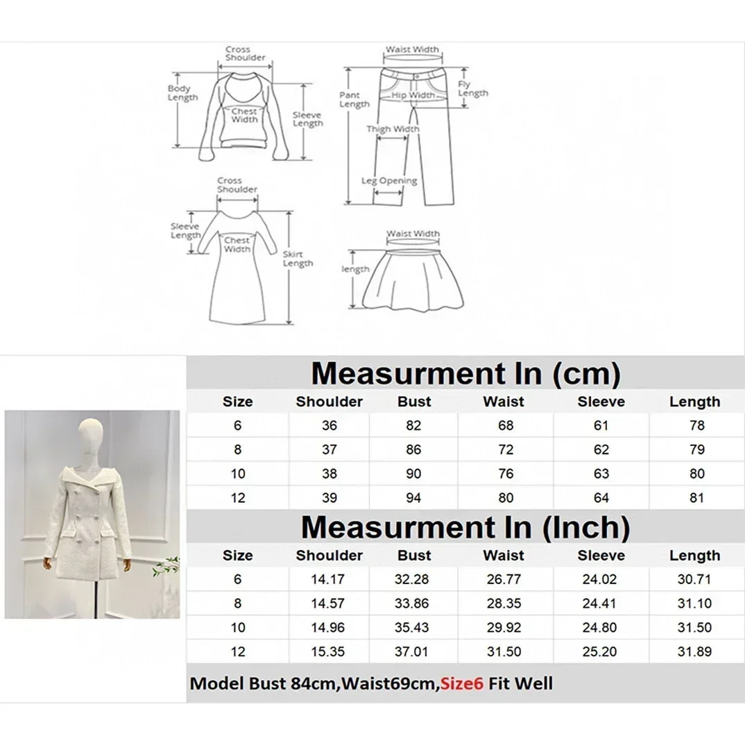 2024 New Spring Top Quality Beige Long Sleeve High Waist Double Breasted Tweed Elegant Mini Dress for Women