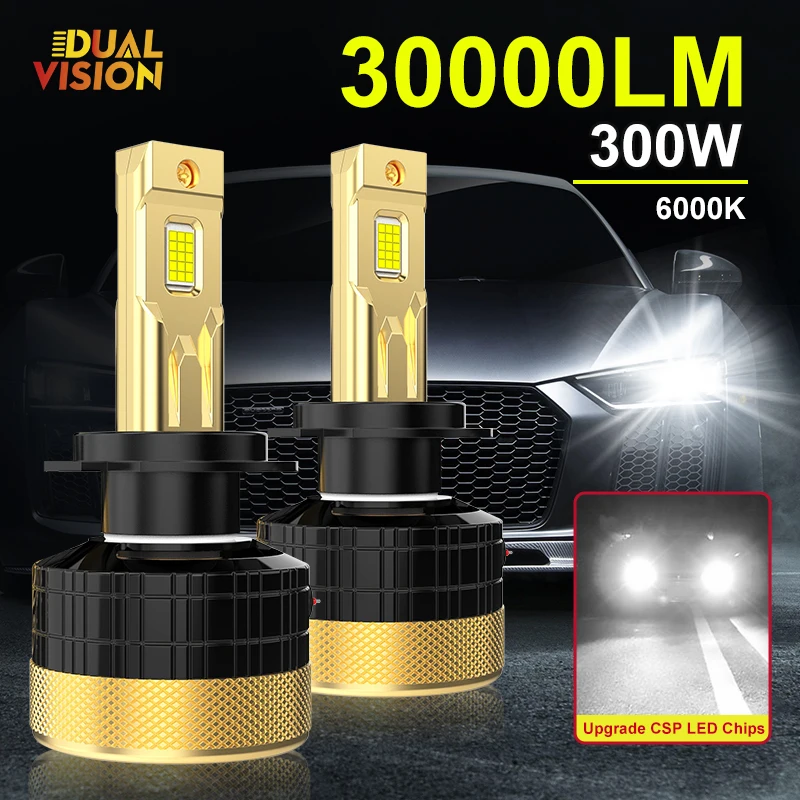 

Dualvision H4 LED Headlight Bulbs High Power 300W 30000LM CANBUS H1 H8 HB3 HB4 9005 9006 9012 CSP Chips Led Fog Lights 2PCS 12V