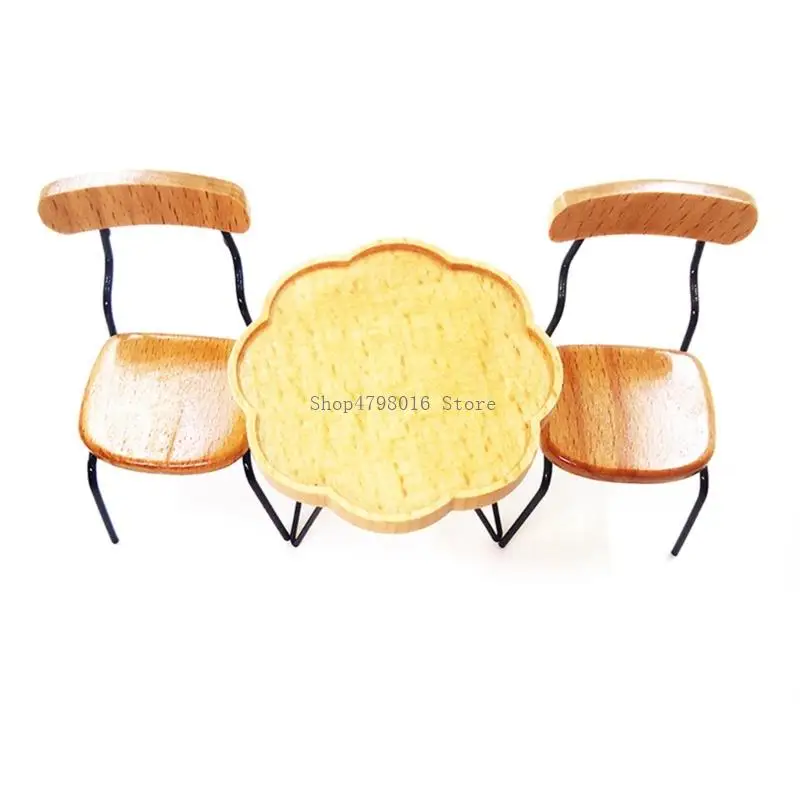 Miniature Coffee Table Chair Set 1/12 Doll House Scene Display Furniture With Realistic Detail For Kids Imagination Play