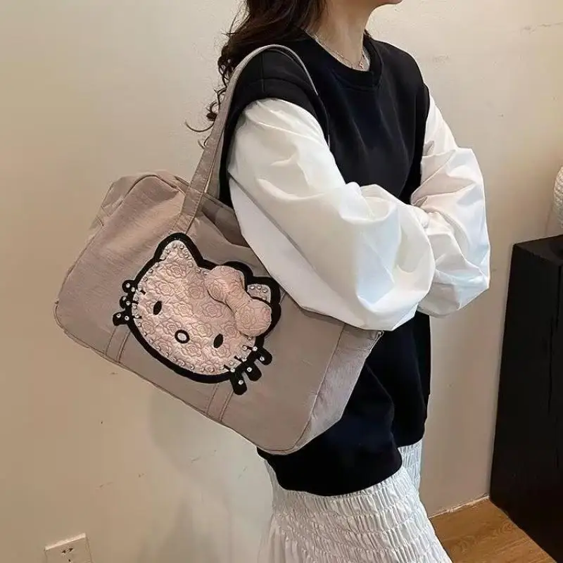 

Sanrio мультяшная сумка для багажа Hello Kitty, большая вместительная водонепроницаемая портативная портативная сумка для хранения, дорожная портативная сумка на плечо Kawaii